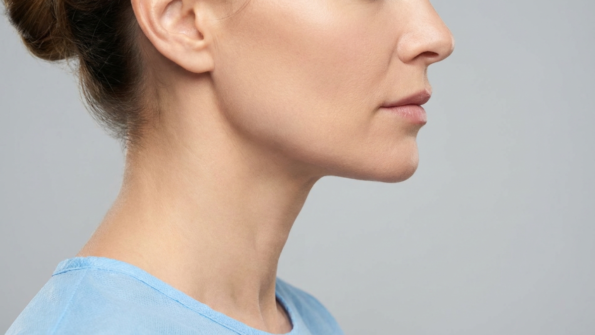 Résultat de Nefertiti Lift sur l'ovale du visage et le cou.