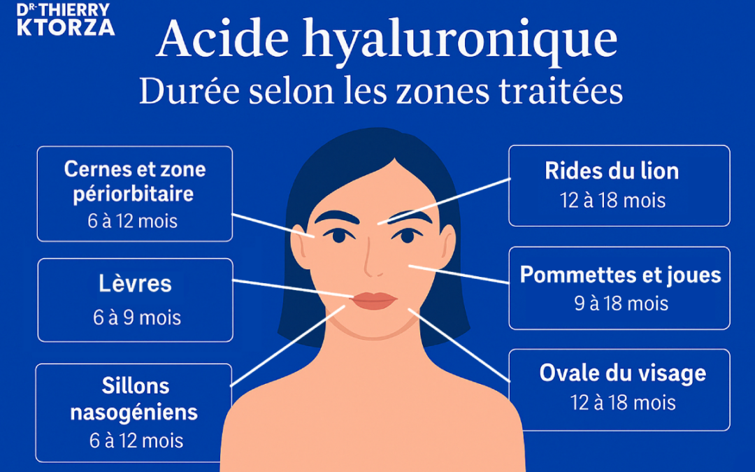 Durée d&rsquo;une injection d&rsquo;acide hyaluronique : combien de temps durent les résultats selon les zones traitées ?